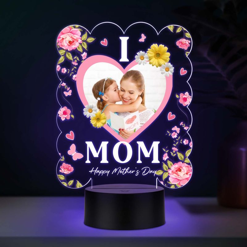 Personalized I Love Mom UV Print Photo Multicolor LED Night Lamp Mothers Day Gift Light